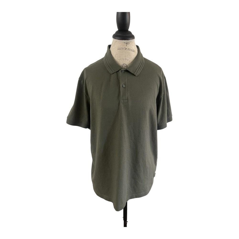 Scotch & Soda Jacquard Polo Green Solid Short Sleeve Button Collar Regular L